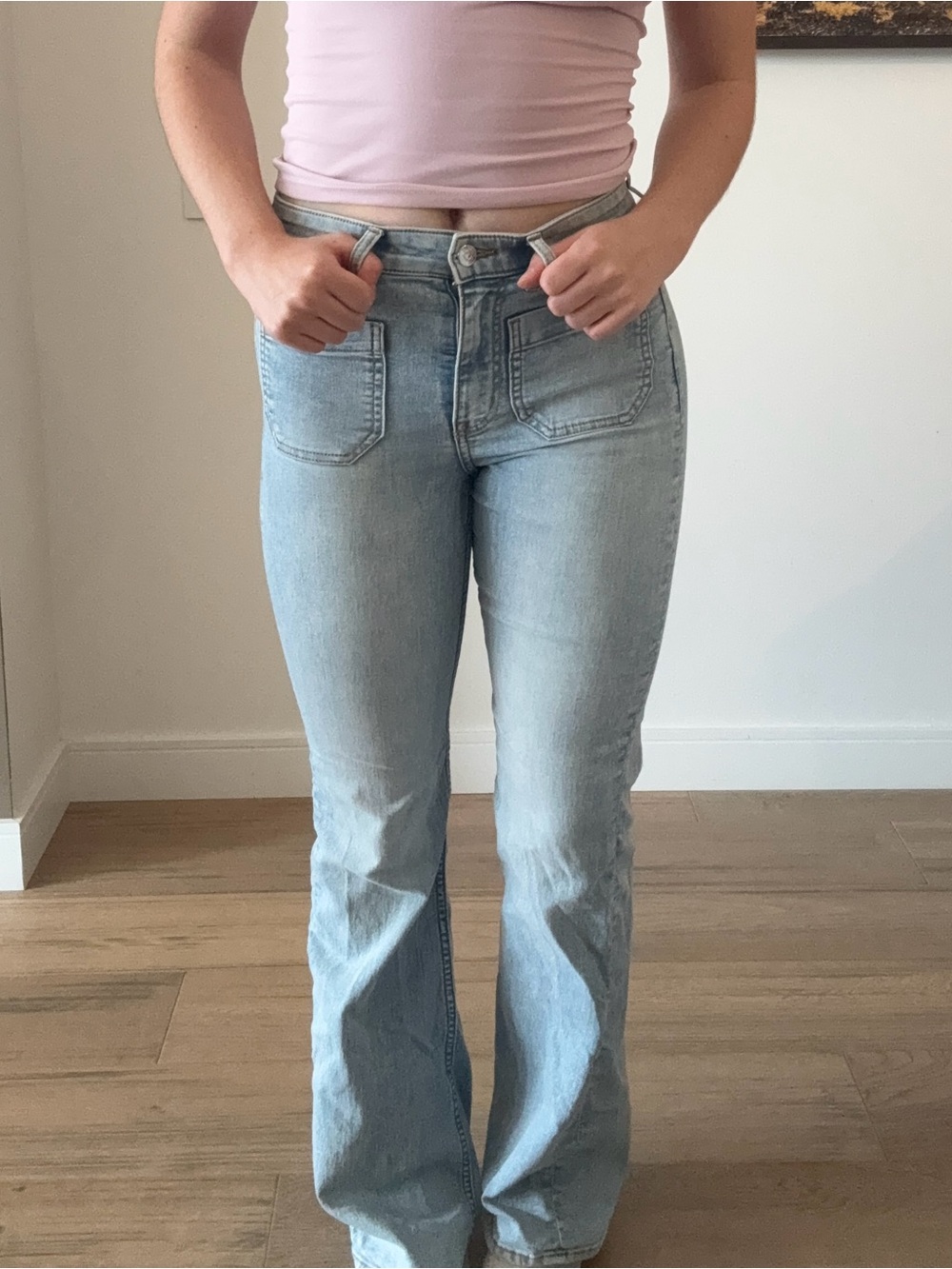 H&M Light Blue Flared Jeans - Mid Rise